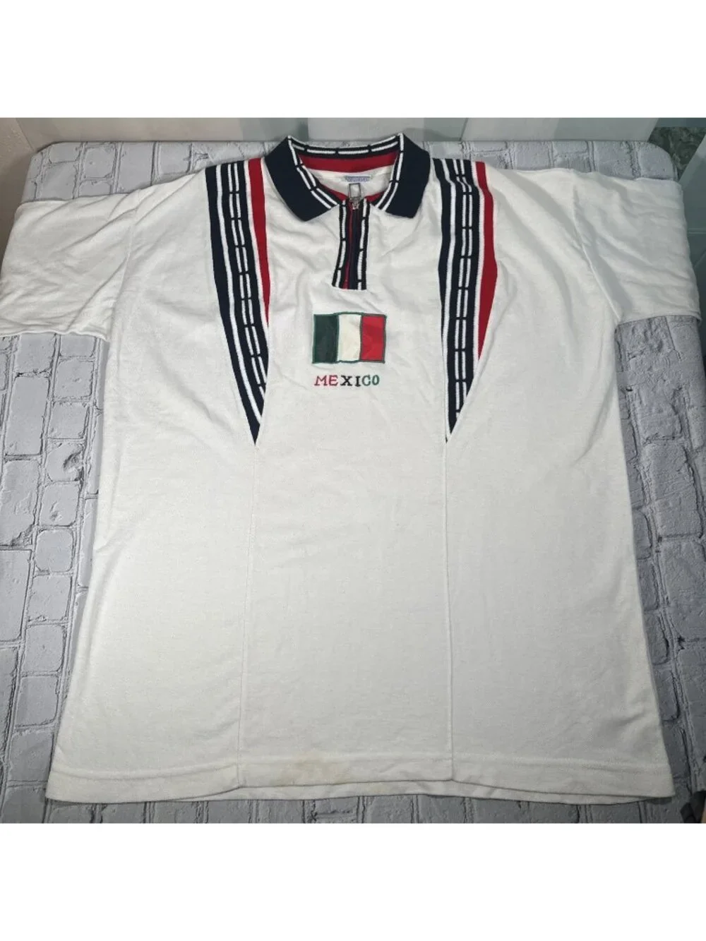 90s 1994 France98 By Adidas Mexico World Cup Polo Shirt Mens XL Soccer Vintage